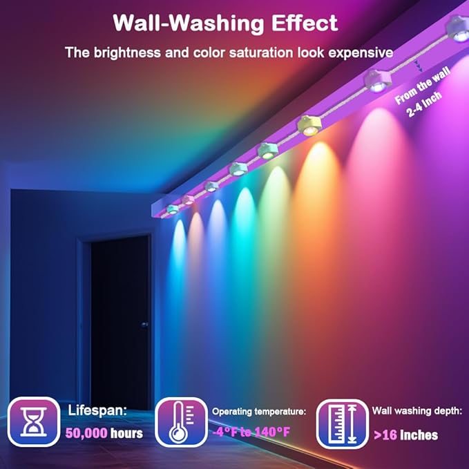150ft Permanent Outdoor Christmas Lights for House, Smart RGB+IC+Warm to Cool White LED Eave Lights with App Control, IP65 Outside Light Compatible with Alexa, Google Assistant