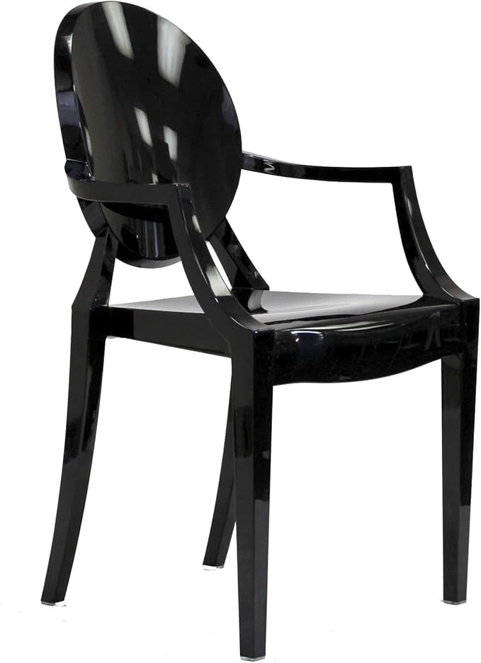 Modway Casper Modern Acrylic Stacking Two Dining Armchairs in Black