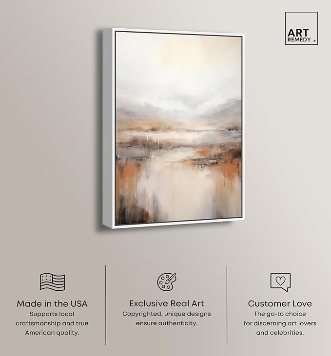 Art Remedy Natural Cascades Canvas Muted Abstract Wall Art, White Frame, 16" x 24"