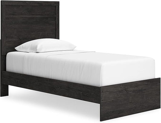Signature Design by Ashley Belachime Rustic Twin Panel Bed, Foundation or Box Spring Needed, Gray