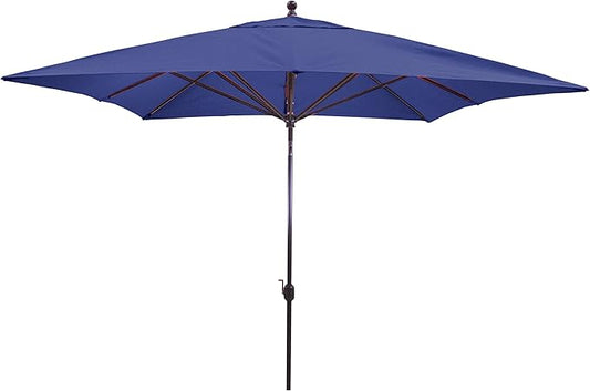 Galtech Wind Resistant Patio Umbrella 10 FT, Stand Alone Design, Auto Tilt, Square Canopy, Threaded Bottom Pole, No Wobble Construction (10-FT SQR-Ant.Bronze Frame Sunbrella: Navy)