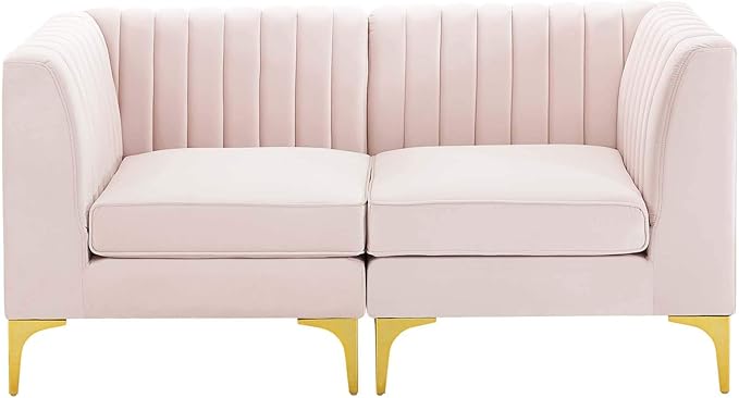 Modway EEI-4346-PNK Triumph Channel Tufted Performance Velvet Loveseat, Pink