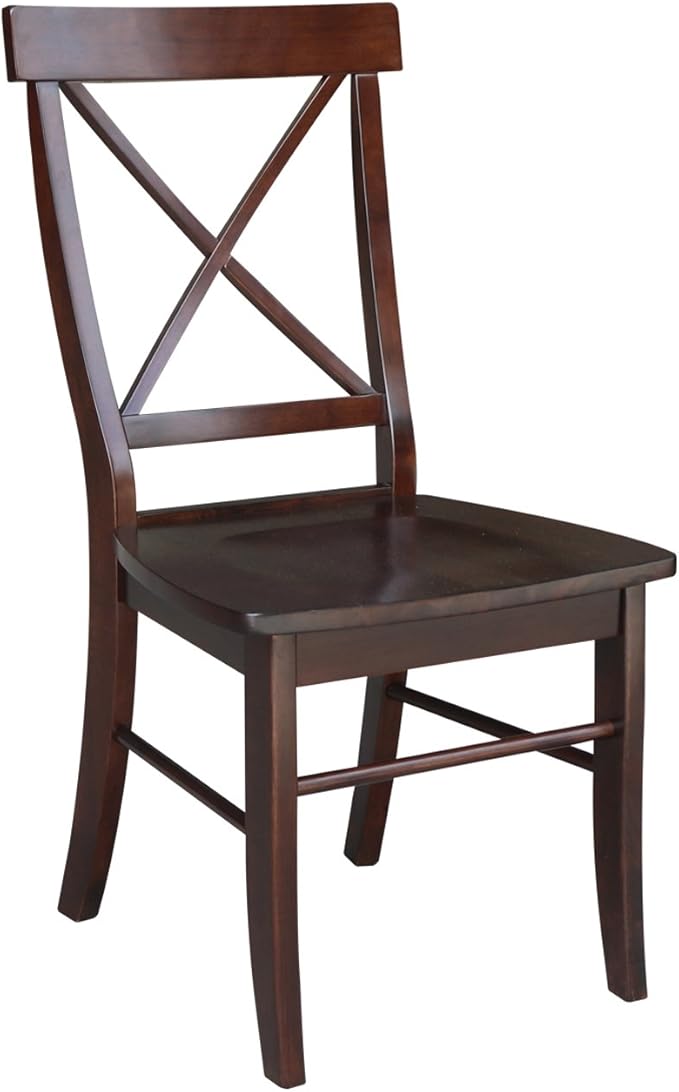 International Concepts X- Back Chair, with Solid Wood Seat, Java
