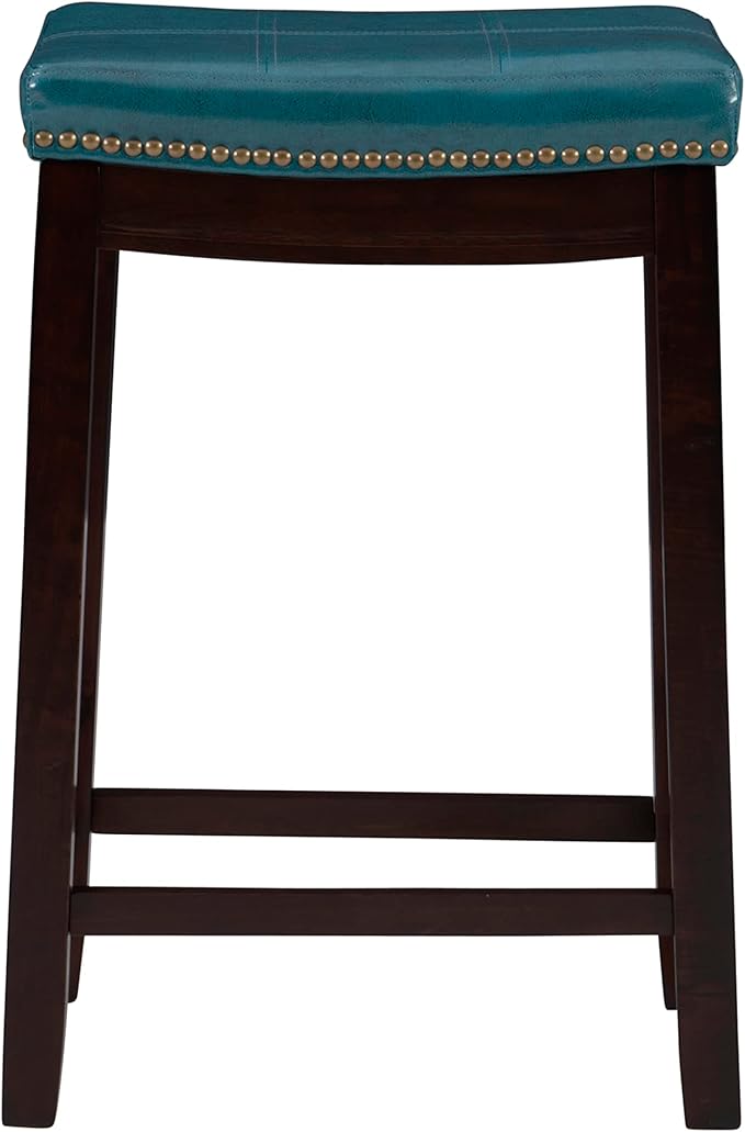 Linon Carson Blue Backless Counter Stool, Brown