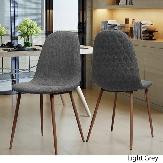 Great Deal Furniture Noble House Caden Mid Century Fabric Dining Chair in Light Gray (Set of 2)