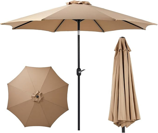 OLIXIS Patio Umbrella with Tilt and Crank Button & Sturdy Ribs Waterproof, Patio Table Umbrella Perfect for Poolside, Terrace, Beach and Outdoor Restaurant
