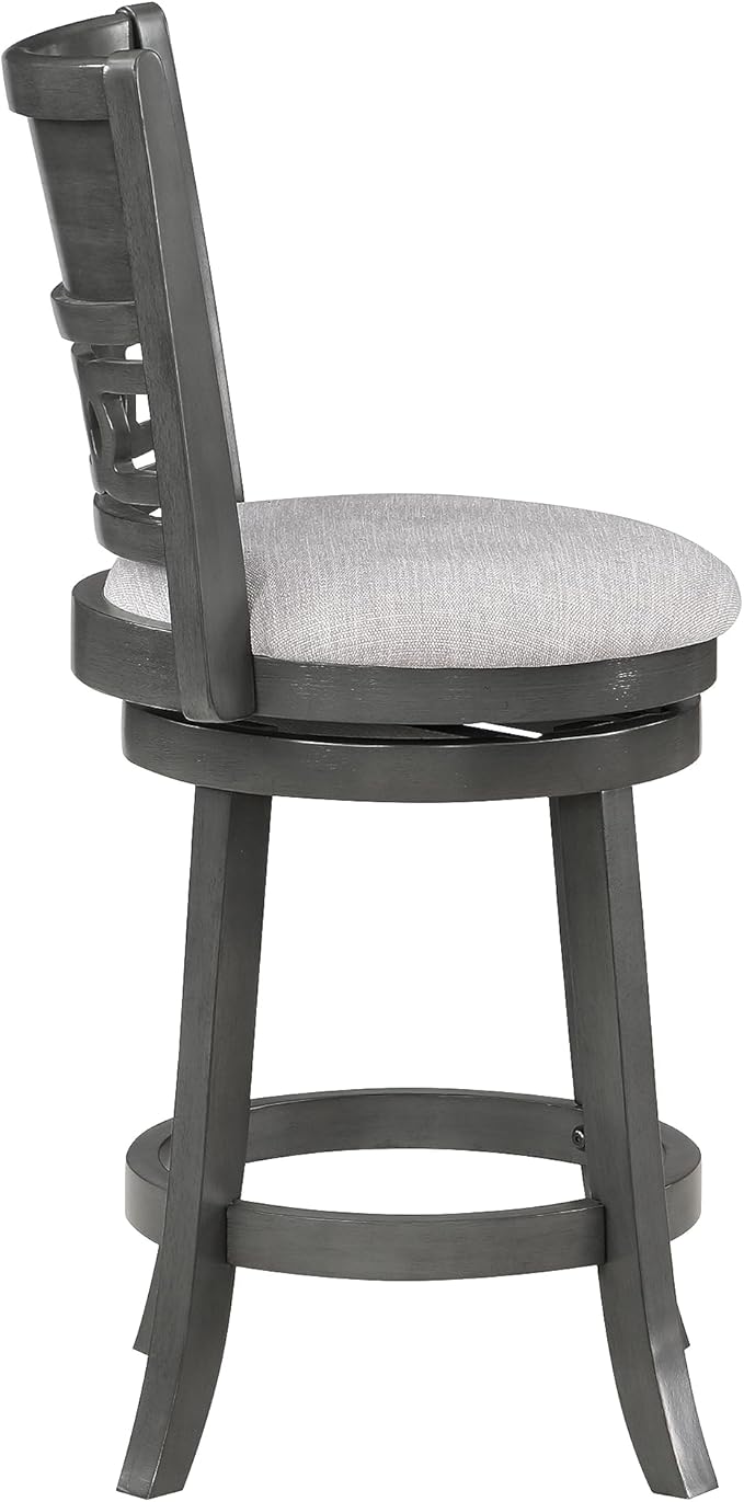 New Classic Home Furnishings Gia 24" Swivel Counter Stool-Gray W/Gray Fabric Seat