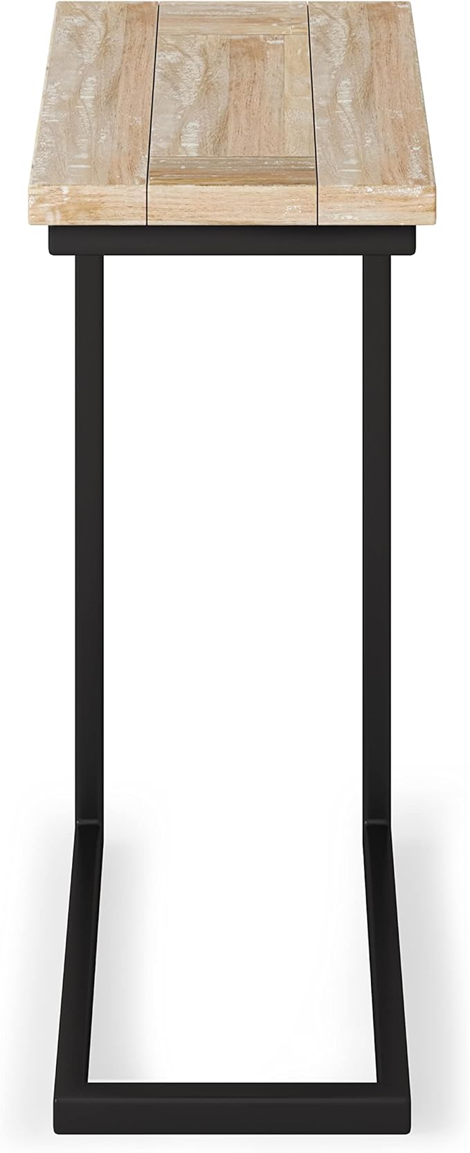 SIMPLIHOME Skyler C-Side Table - 18" Wide x 24" High Solid Mango Wood and Metal Slide-Under Table in Distressed White Wash, Industrial Accent Table for Living Room with Open Frame Design, Assembled