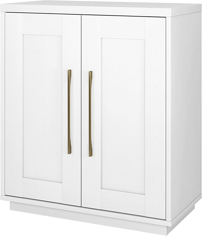 Henn&Hart 28" Accent Cabinet, Modern Sideboard Buffet Cabinet with 2 Panel Doors, an Adjustable Shelf and Cable Management Cut-Out for Living Room, Dining Room, Bedroom or Entryway, White