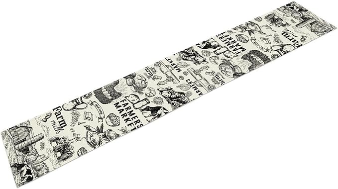 Vintage Tractor Milk Farm Table Runner Retro Western Country Farmhouse Animal Food Chicken Pumpkin Cow House Fall Kitchen Dining Table Decoration for Living Room Holiday Outdoor Home Party 13x70in