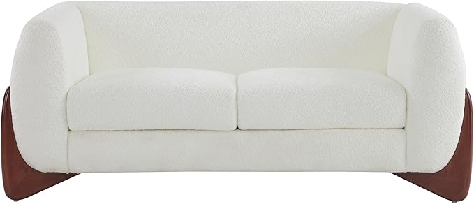 Christopher Knight Home Alma 63" Boucle Loveseat with Wood Legs, 2 Seater Sofa Couches for Living Room, Upholstered Couch Chair, Soft Seating Lounge Sofa Chair, Cozy Loveseat with Armrest, Beige