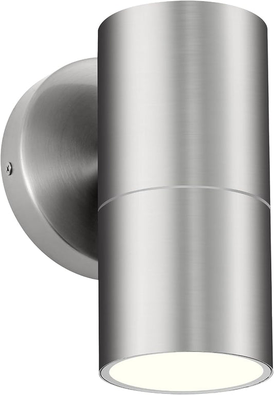 Ken & Ricky Stainless Steel Outdoor Wall Lights, Modern Porch Light, Cylinder Wall Lights Exterior, Brushed Nickel Outdoor Wall Sconce, KR3309-SS-1PK