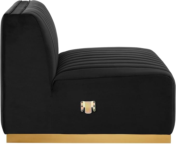 Modway Conjure Channel Tufted Performance Velvet Sectional, 4-Piece Sofa, Gold Black