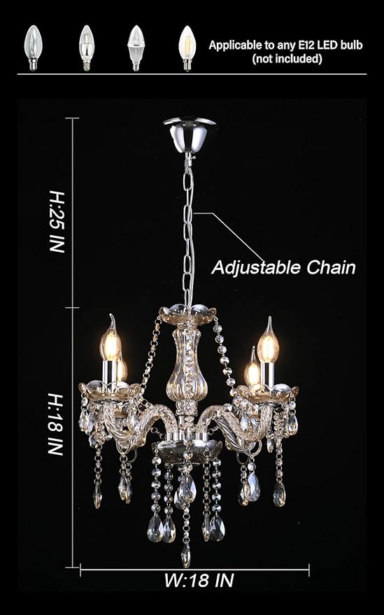 YYSHCHEN Cognac Small Crystal Chandelier,Vintage Mini Glass Chandelier for Dining Room,Living Room,Bedroom,Enrtryway