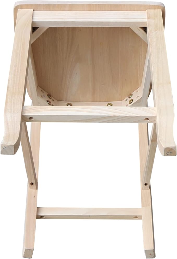 International Concepts Double X-Back Counter Stool, 24-Inch Seat, Solid Parawood, Unfinished