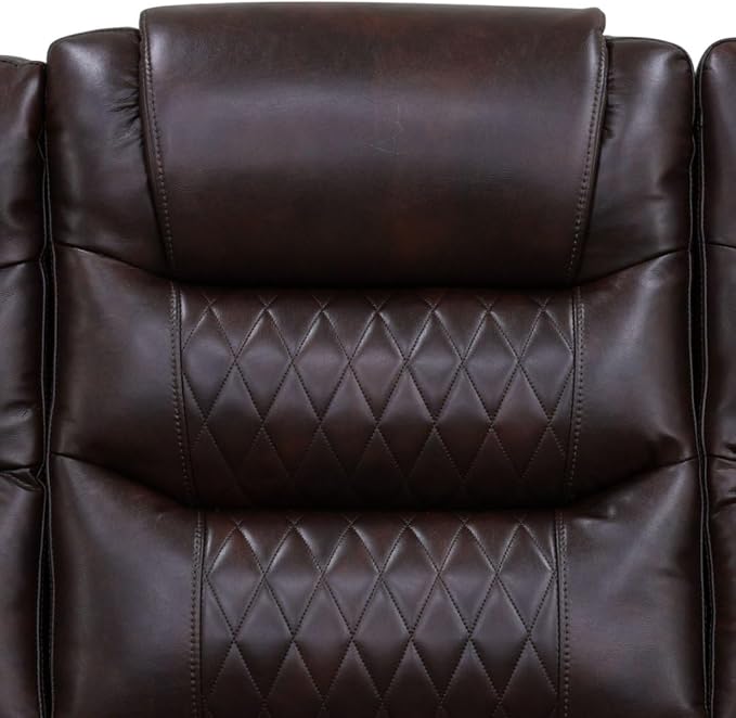 Leather Power Recliner Sofa Set with LED, Living Room Furniture Set, Leather Sofa Set with USB Port Storage Console Cup Holder for Office Living Room Home (Dark Brown)