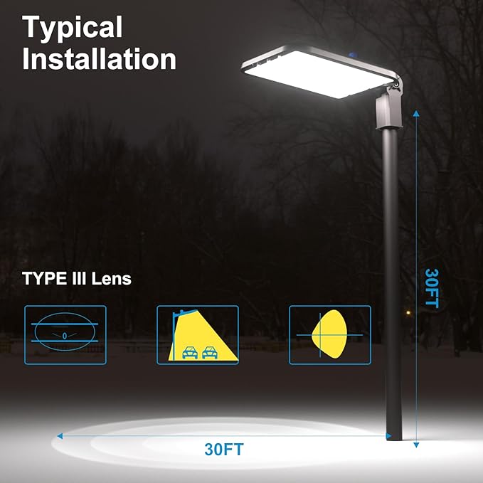 Lightdot 500W Parking Lot Lighting 75000Lm(150Lm/W) LED Parking Lot Lights Commercial with Smart Photocell Dusk to Dawn 5000K Street Light with SlipFitter Mount for Driveway/Parking Lot- 2Pack