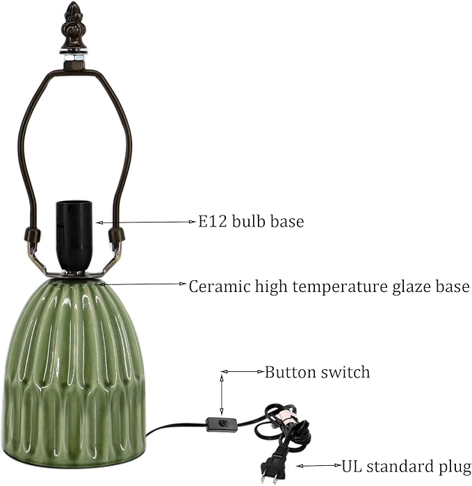 Stained Glass Mushroom Table Lamps 6X6X12.5 Inch Green Coconut Leave Style Small Night Light Ceramic Base Mini Accent Desk Light Suitable for Bedside Table Bedroom Children Room