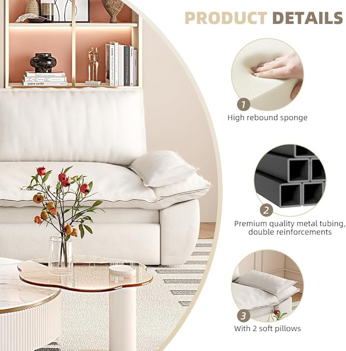 3-in-1 Convertible Sofa Bed Queen Size Pull Out Sleeper Sofa with Heavy Duty Metal Frame, Luxurious Velvet Upholstered Loveseat with 2 Pillows, Modern Folding Guest Bed for Living Room, Apartment