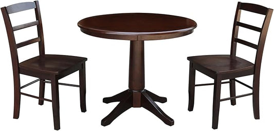IC INTERNATIONAL CONCEPTS 36" Round Top Pedestal Table - with 2 Madrid Chairs