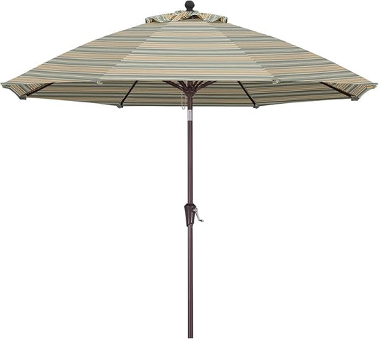 ABCCANOPY OLEFIN® 5-Year No Fading 9FT Patio Umbrella, Outdoor Table Umbrella with 8 Sturdy Ribs for Deck, Backyard, Yard (Brown Stripe)