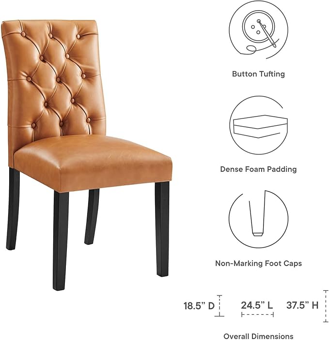 Modway EEI-3472-TAN Duchess Dining Chair Vinyl Set of 2, Tan