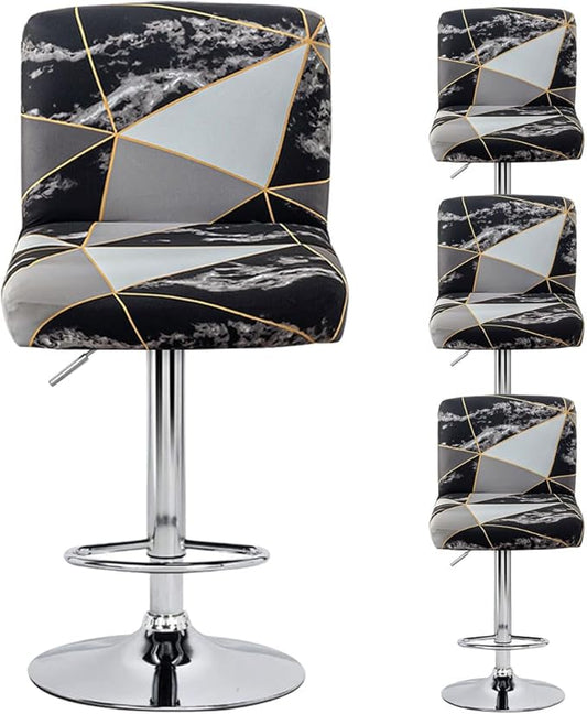 Levoberg Bar Stools Cover Set of 4 Printed Armless Swivel Barstools Slipcovers with Backs Stretch Square Counter Height Bar Stools Covers Mid Low Back Chair Cover for Kitchen Dining Room Bar #15