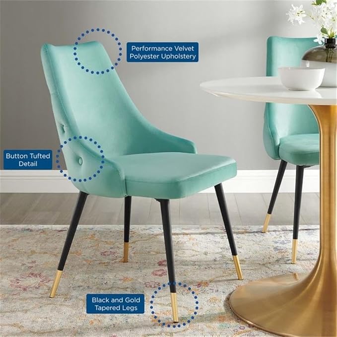 Modway EEI-3907-MIN Adorn Tufted Performance Velvet Dining Side Chair, Mint