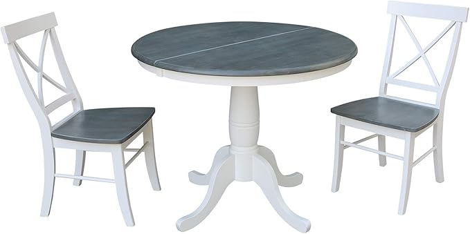 International Concepts 36" Round Extension Dining Table with 2 Chairs