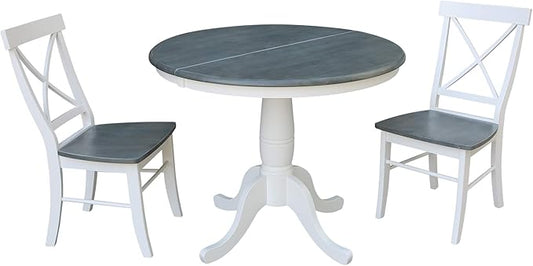 International Concepts 36" Round Extension Dining Table with 2 Chairs
