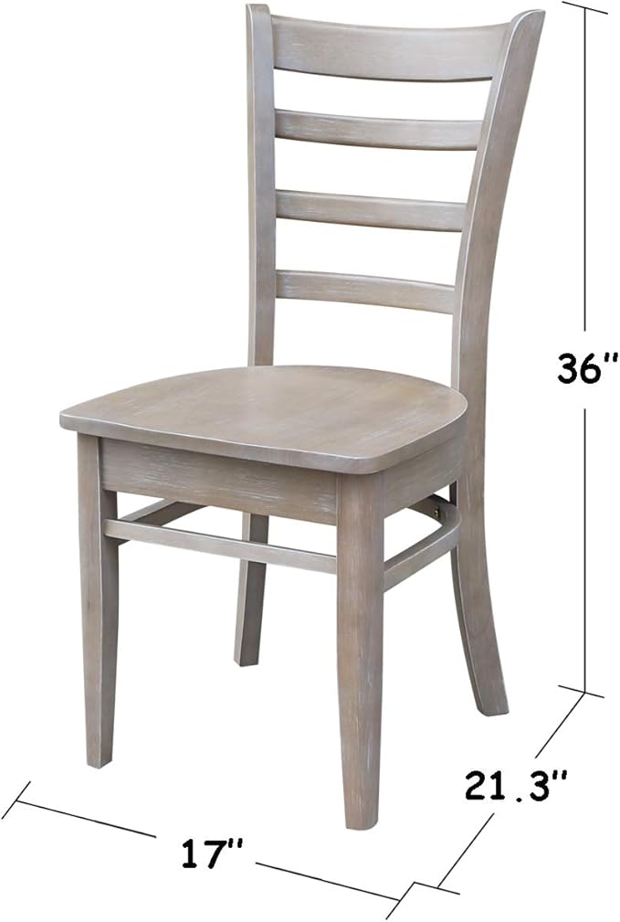 IC INTERNATIONAL CONCEPTS 30x48 Solid Wood Dining Table with 4 Emily Chairs in Washed Gray Taupe