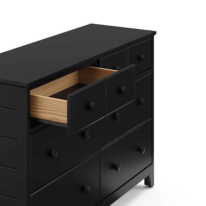 Storkcraft Moss 6 Drawer Dresser (Black) – GREENGUARD Gold Certified Nursery Dresser, Safety-Focused Interlocking Drawer System, Chest of Drawers for Bedroom, Wood Craftsmanship