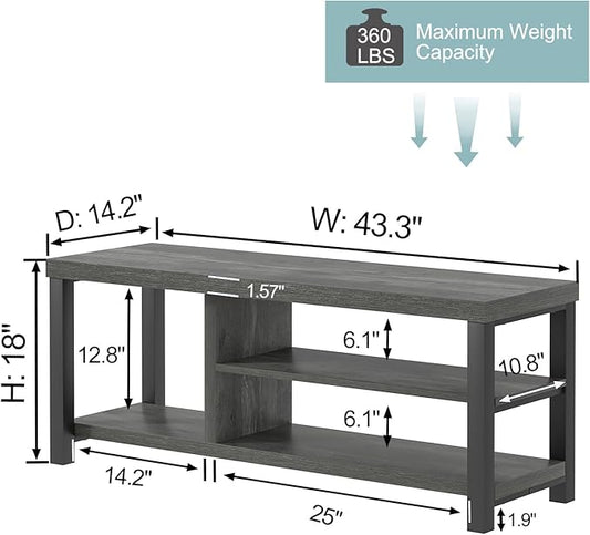 EXCEFUR Industrial Entryway Bench, Rustic Indoor Shoe Boot Storage Bench Seat for Living Room, Grey