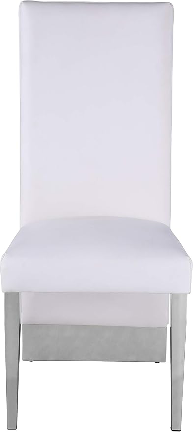 Meridian Furniture Porsha 19" H Leather Dining Chair in White/Chrome (Set of 2)