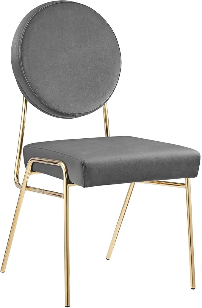 Modway Craft Performance Velvet Upholstered Side Gold Gray, Dining Chairs-Set of 2