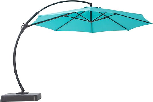 LAUSAINT HOME Outdoor Patio Umbrella with Base included, Deluxe Curvy Cantilever Umbrella Heavy Duty Offset Hanging Umbrella