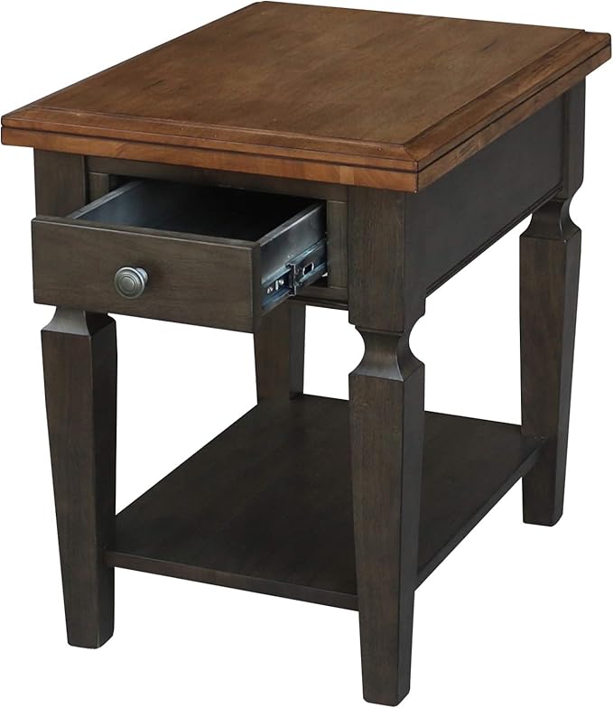 IC INTERNATIONAL CONCEPTS Vista Solid Wood End Table in Hickory/Washed Coal