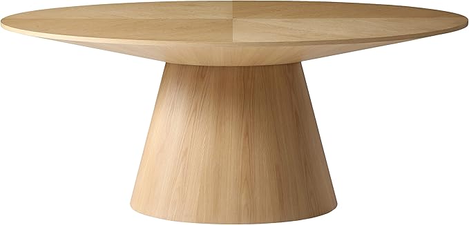 Meridian Furniture 846-T Gavin Collection Mid Century Oval White Oak Wood Dining Table, 72" W x 43.5" D x 30" H