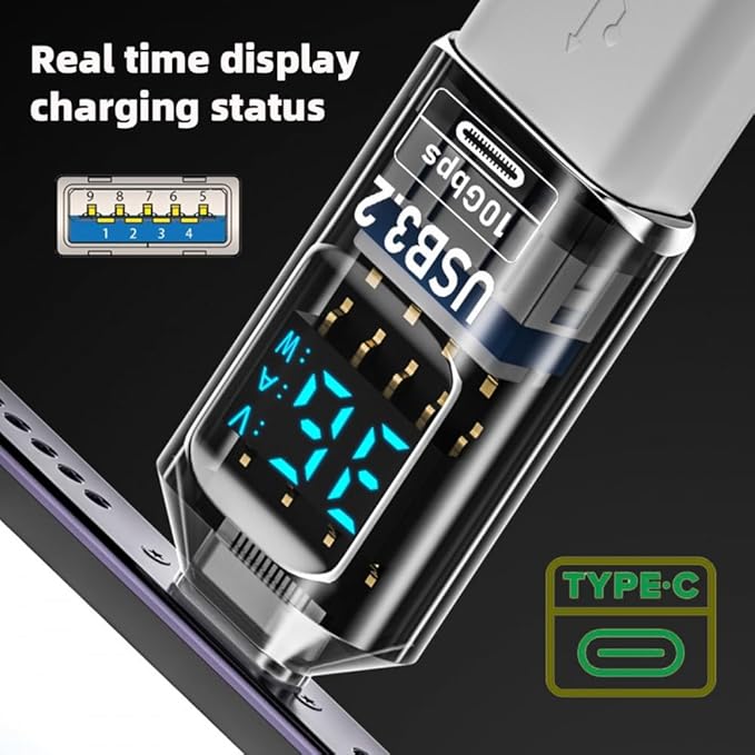 CY Adapter 3pcs/lot Type-C Smart LED Display USB-C to USB3.2 Type-A Adapter 10Gbps Data Current Voltage Fast Charging Monitoring Display Tester Detector