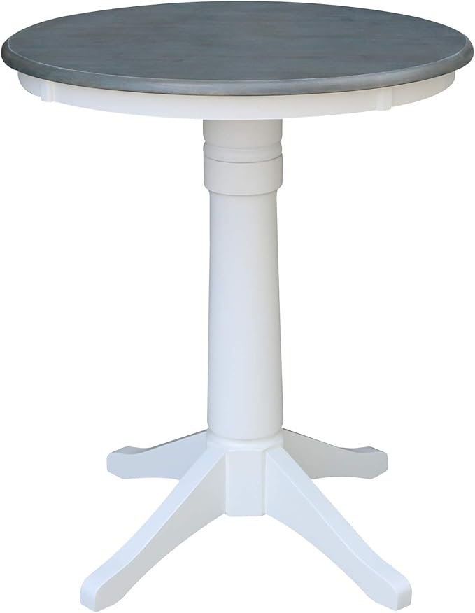 IC INTERNATIONAL CONCEPTS 30" Round Solid Wood Gray Table-Counter Height