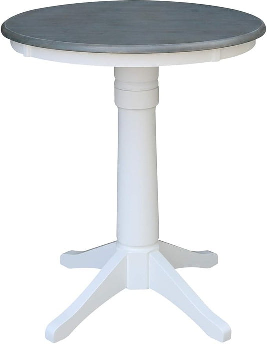 IC INTERNATIONAL CONCEPTS 30" Round Solid Wood Gray Table-Counter Height