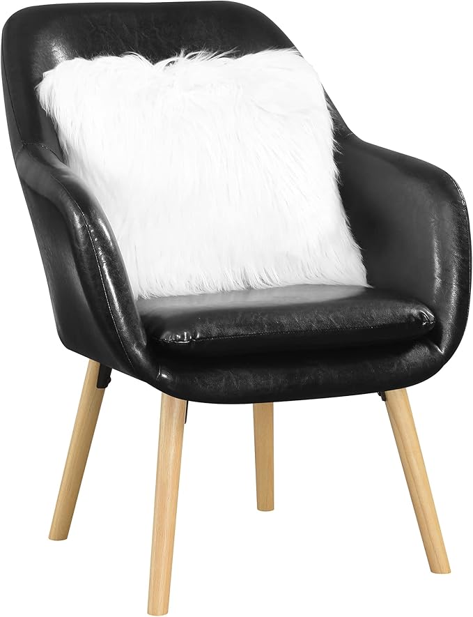 Convenience Concepts Take a Seat Charlotte Accent Chair, Black Faux Leather
