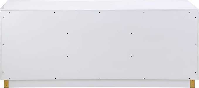 Meridian Furniture Cosmopolitan Collection Modern | Contemporary Sideboard/Buffet with Durable Gold Stainless Steel Base, 70" W x 18" D x 30" H, White Lacquer