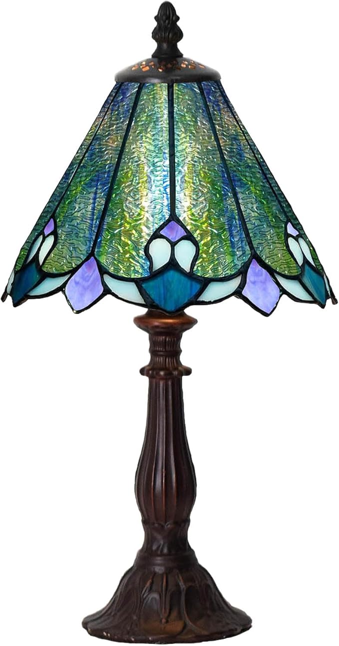 Tiffany Lamp Butterfly Stained Glass Bedside Nightstand Table Lamp,Handcrafted Small Lamps for Living Room Bedroom+3-Way Color Temperature LED Bulb,Gifts for Home Decor,6X6X13Inch