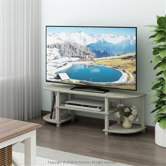 Furinno Turn-S-Tube Wide TV Entertainment Center, Sonoma Oak/White, 47. 25x13. 4x15. 9