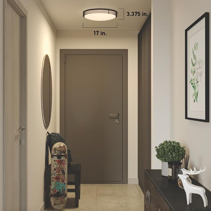 Good Earth Lighting Majestic 17-in Ceiling Fixture, 1950 Lumens, Dimmable, Matte Black