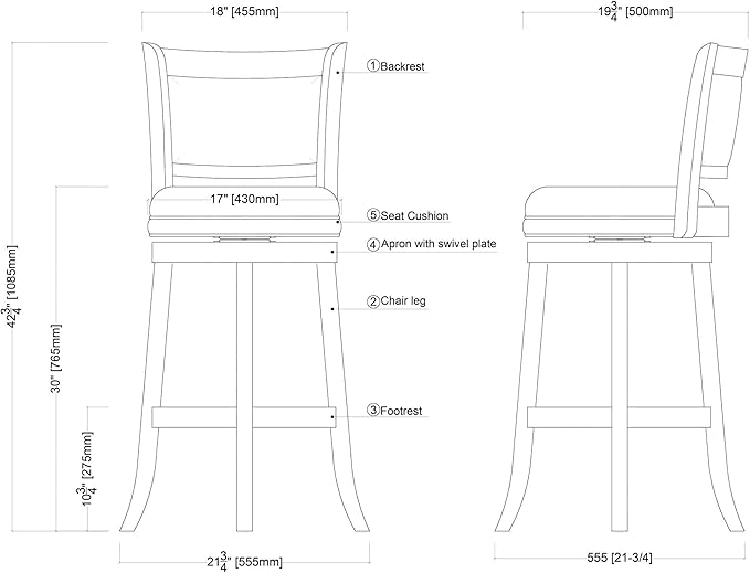 Augusta Swivel Bar Stool - Cappuccino