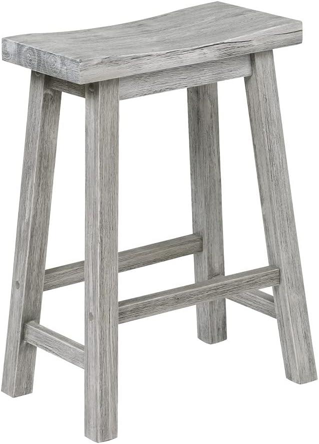 Boraam Sonoma Backless Saddle Kitchen Counter Stool - Storm Gray Wire-Brush - Set of 2