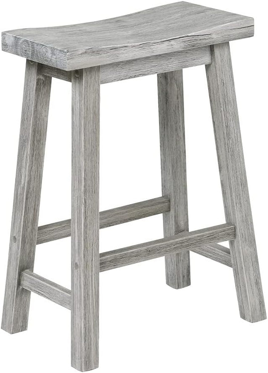 Boraam Sonoma Backless Saddle Kitchen Counter Stool - Storm Gray Wire-Brush - Set of 2
