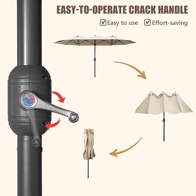 Sannwsg Outdoor Patio Umbrella,Table Umbrella with Push Button Tilt and Crank,Market Umbrella with 8 Sturdy Ribs,Yard Umbrella